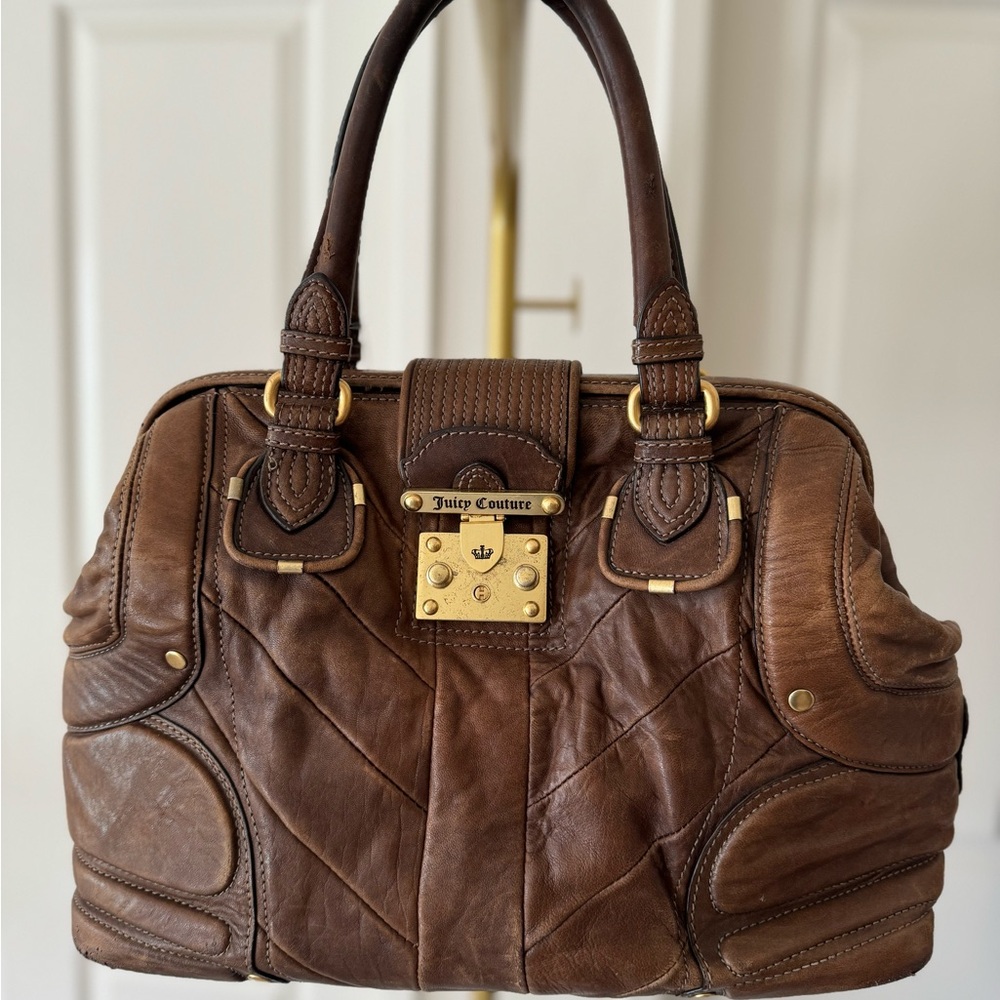 Juicy Couture Brown Satchel with Gold-Tone Lock